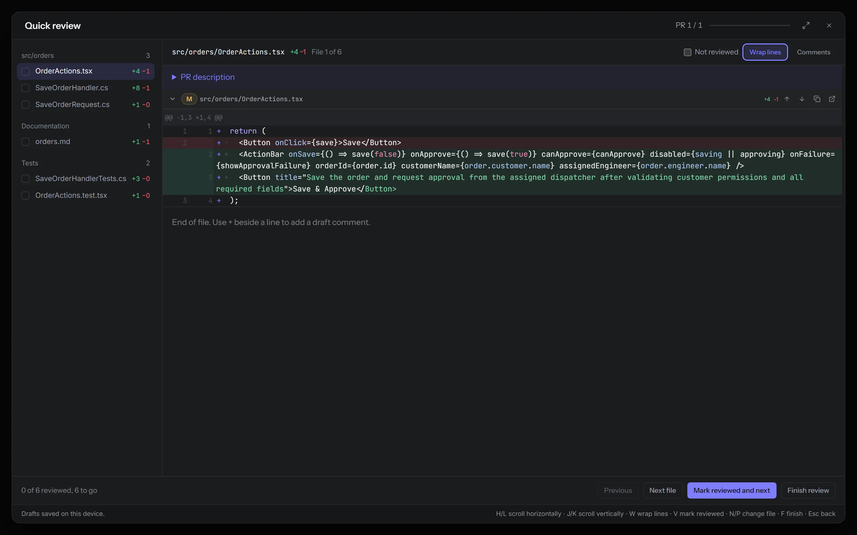 Wrapped code lines and keyboard tips