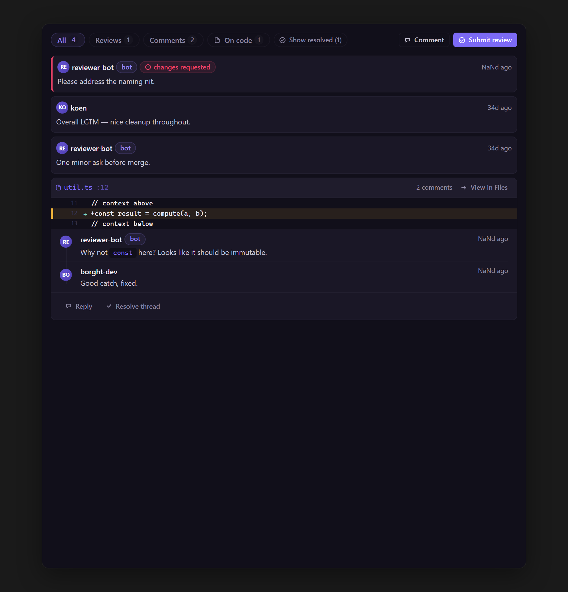 The unified Discussion tab